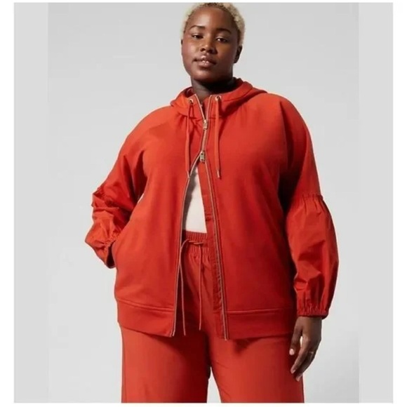 ATHLETA On My Way Triumph Zip-Up HoodieOrganic Cotton Orange Rust Size 3X - Picture 1 of 15